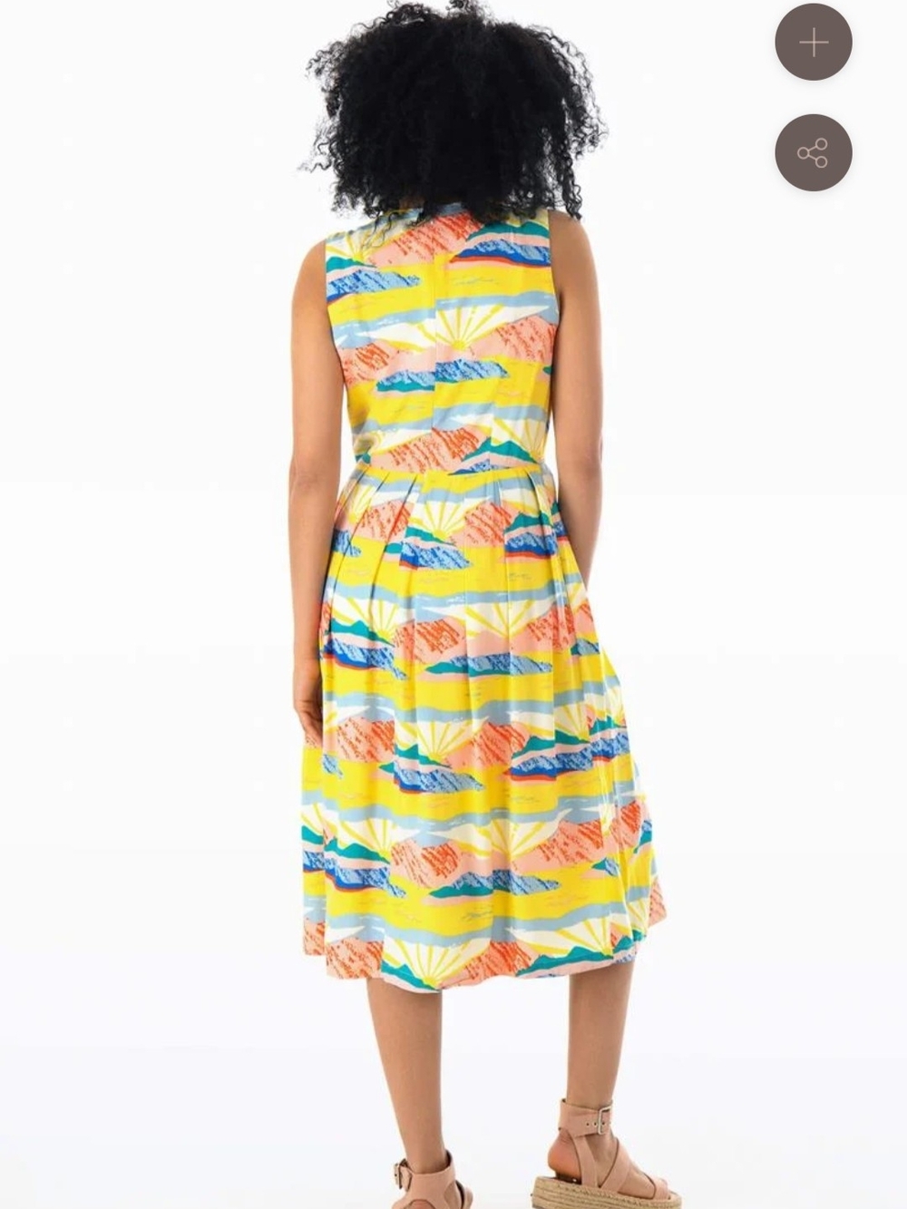 Emily And Fin Josie Bright Yellow Multicolor Sleeveless Dress Size 14UK - Picture 2 of 4